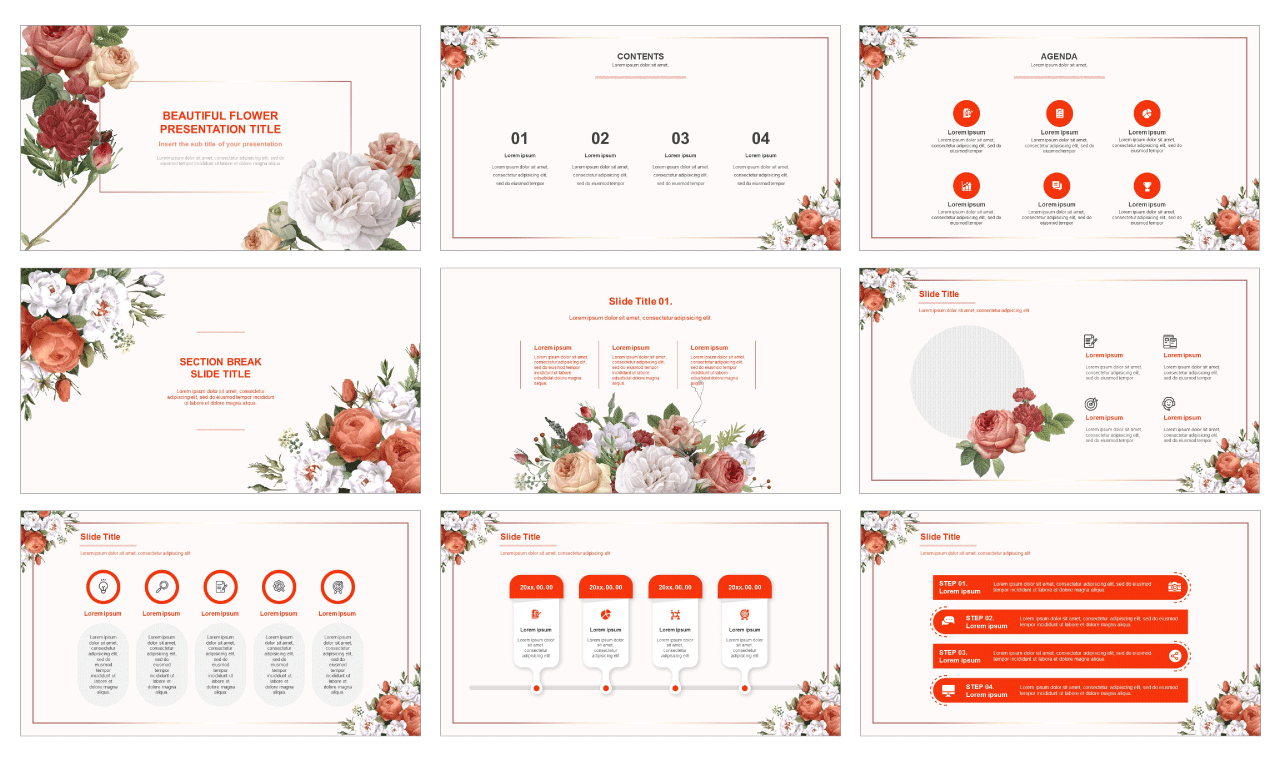 Beautiful Flower Free Google Slides theme Powerpoint template design Within Pretty Powerpoint Templates