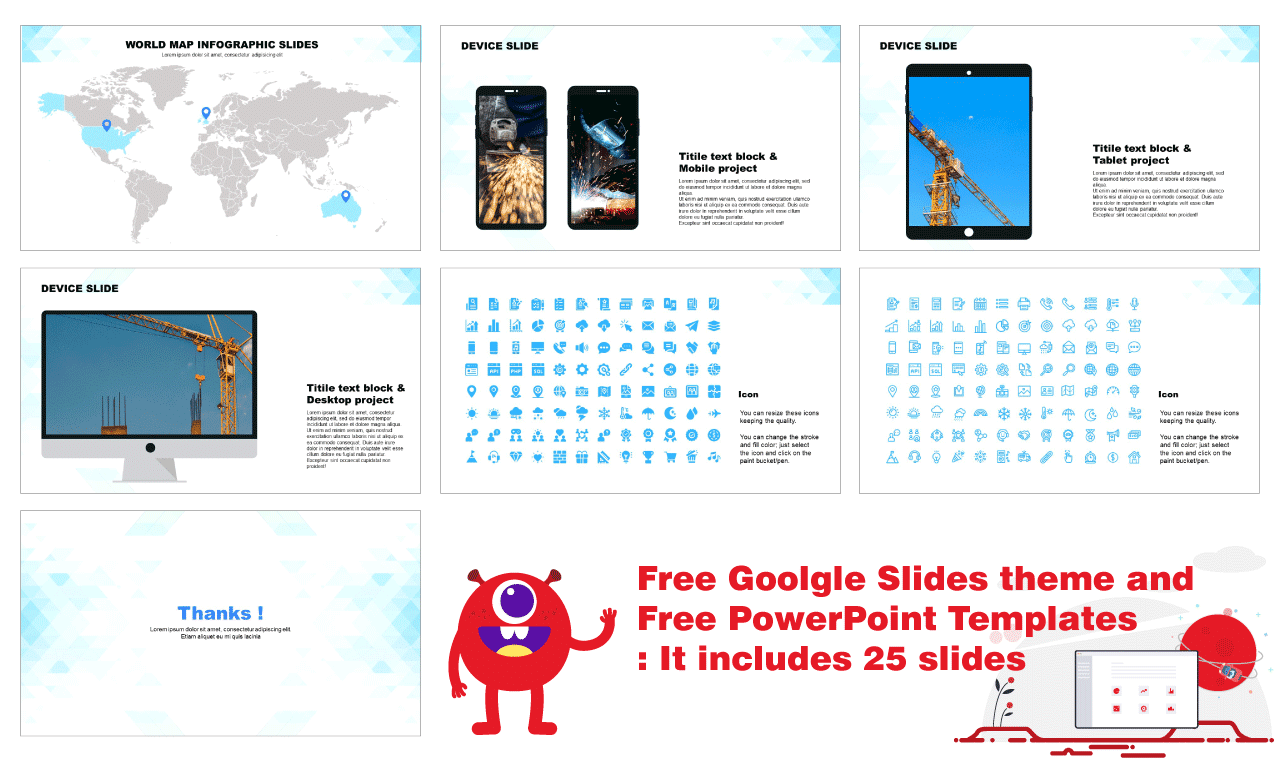 Device google sldies theme PowerPoint template