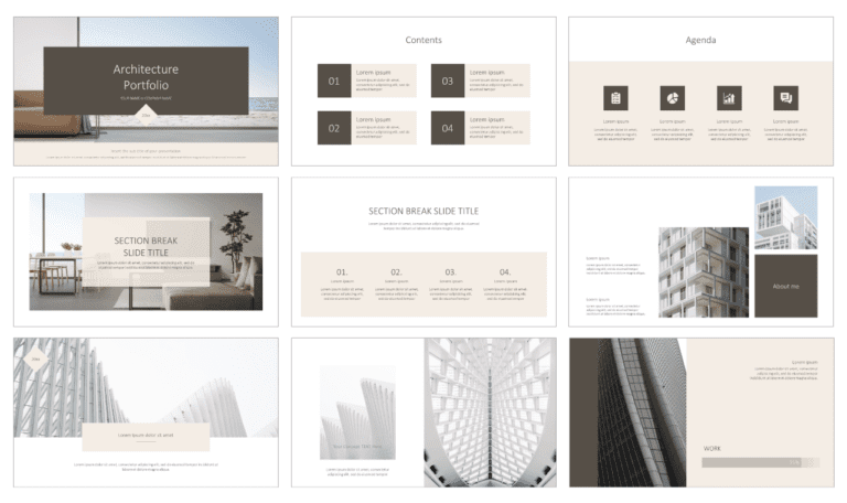 Minimal Architecture Portfolio Free PowerPoint Google Slides Templates