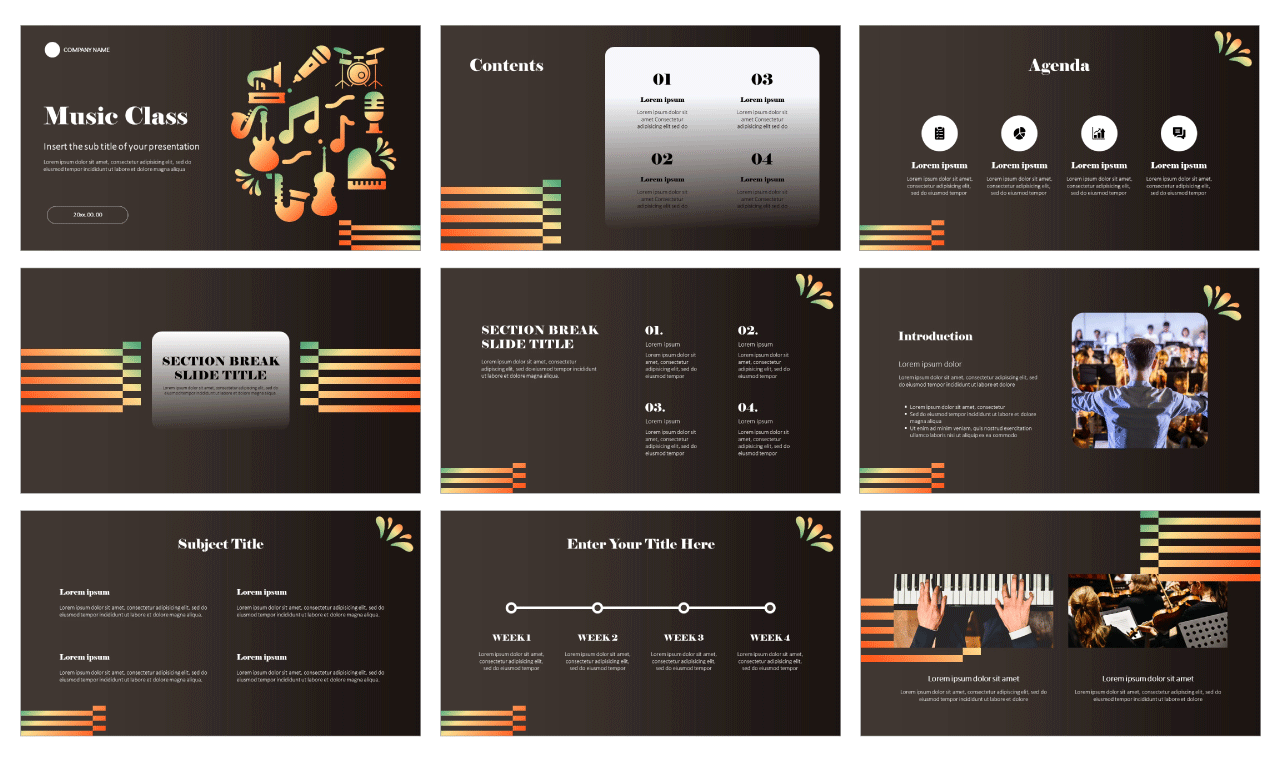 Music Themed Google Slides Template Free Music Google Slides Themes