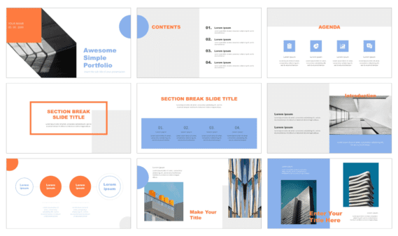 Awesome Simple Portfolio Free Google Slides PowerPoint Templates