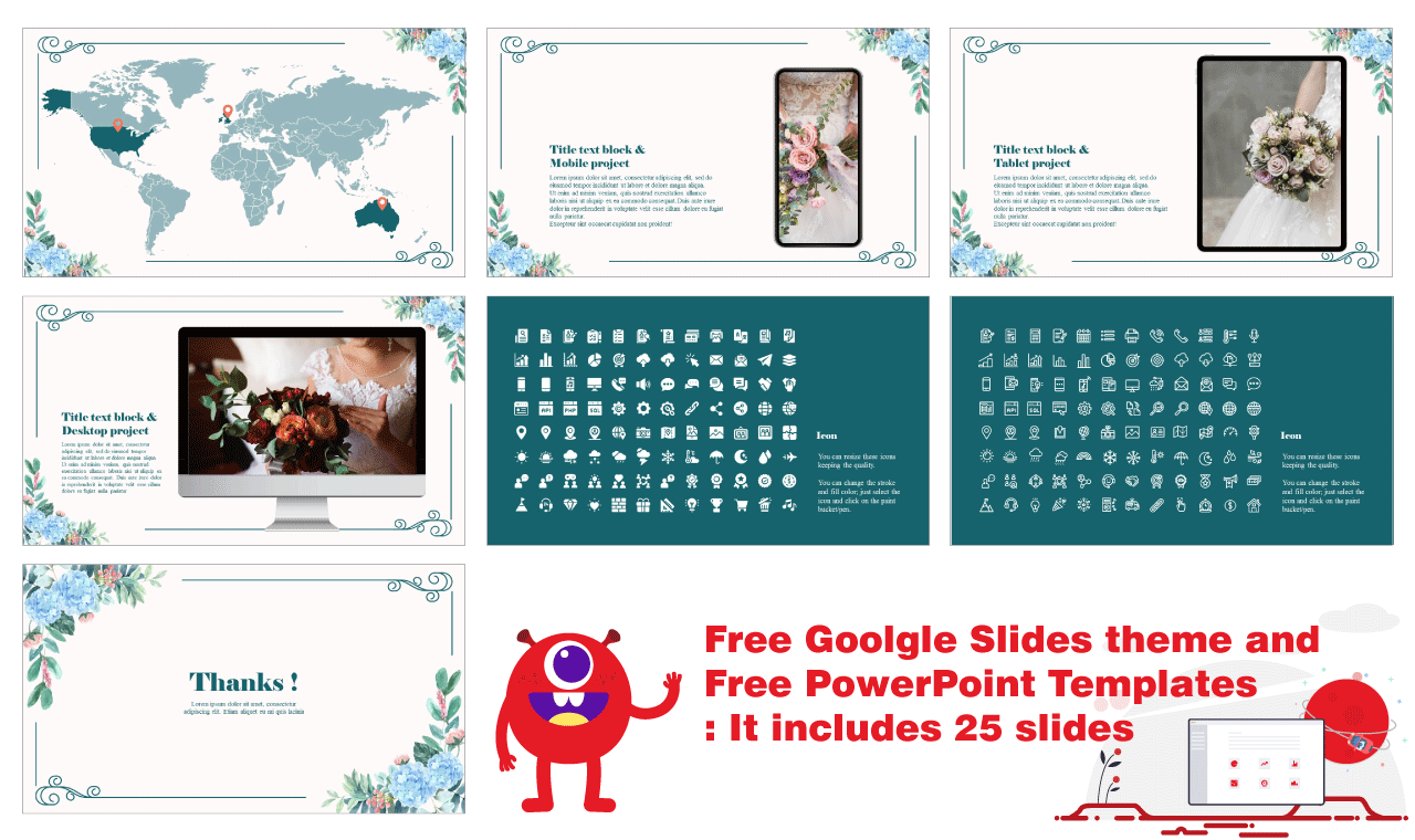 Charming Floral Frame Presentation Background design Google Slides PowerPoint