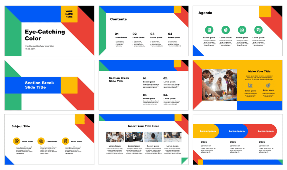 Eye Catching Color Free PowerPoint Template and Google Slides Theme