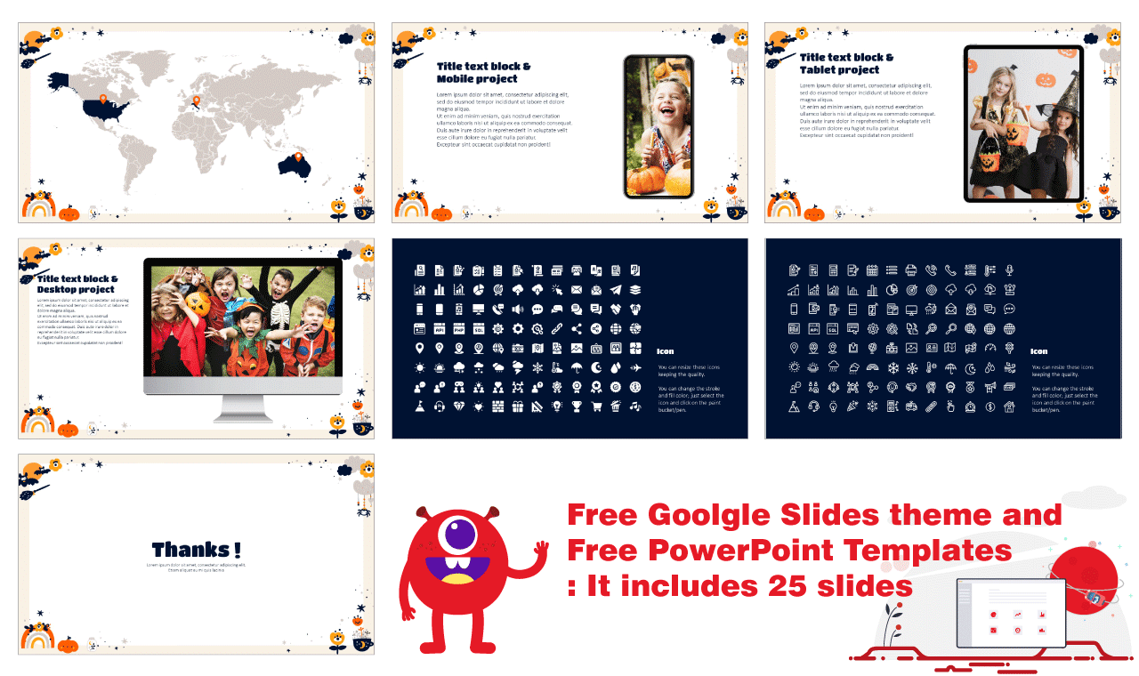 Halloween Decoration Frame Presentation Background Design Google Slides Theme PowerPoint Template Free download