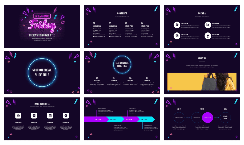 Neon Black Friday Free Google Slides Themes And PowerPoint Templates