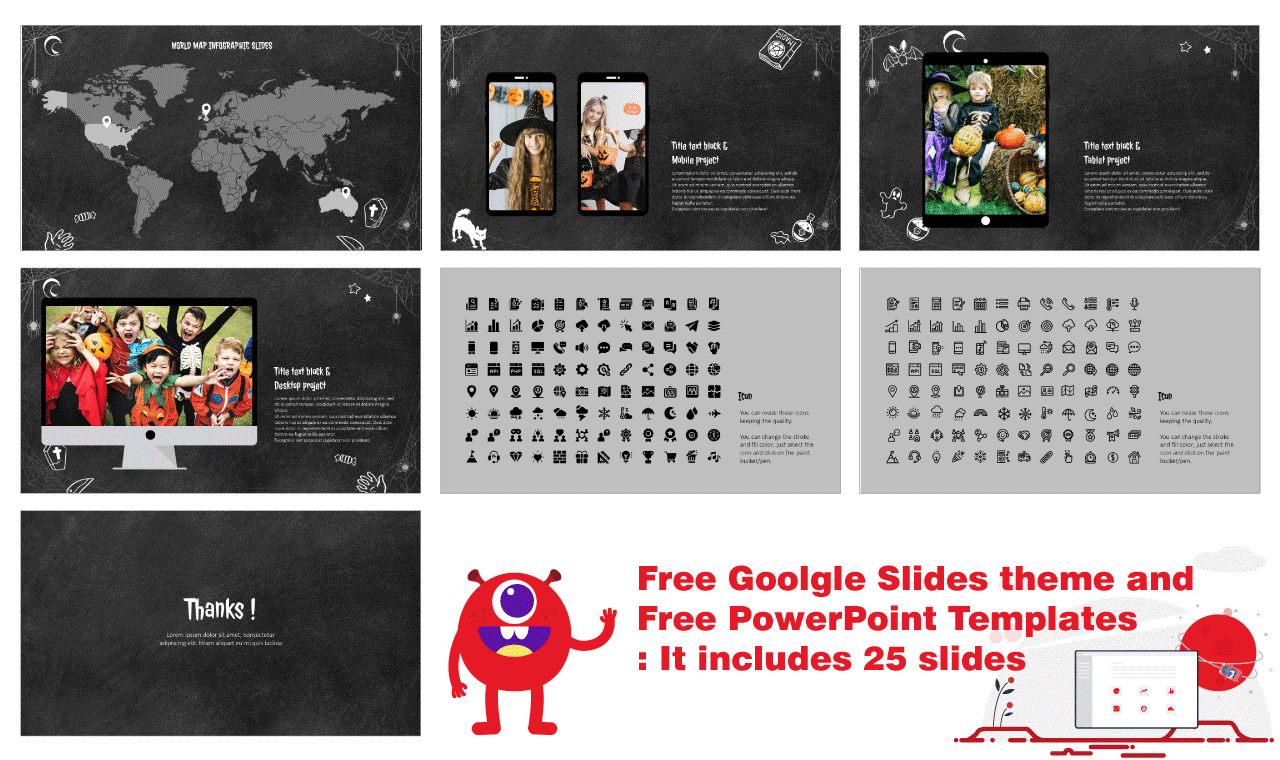 Scary Halloween Drawings Presentation Background Design Google Slides PowerPoint Templates Free download