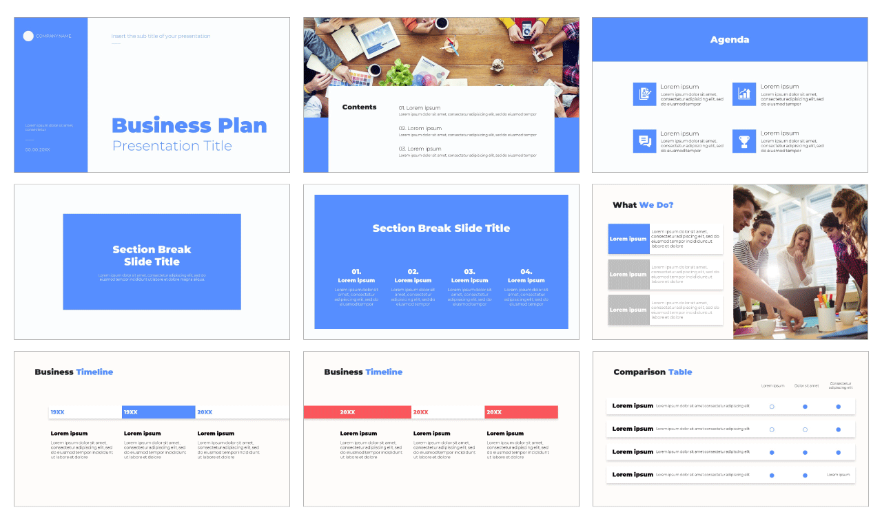 Business Plan Layout presentation template Google Slides and PowerPoint