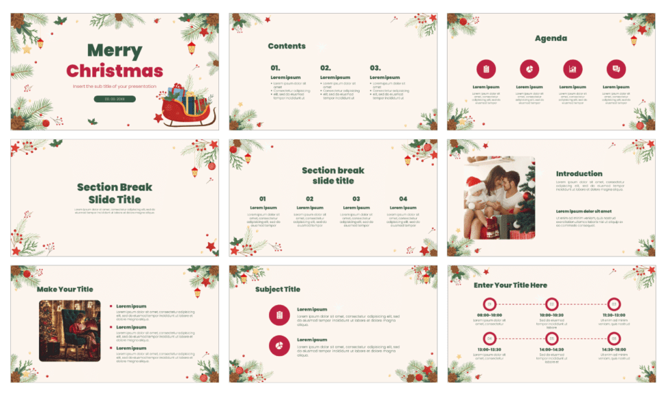 Merry Christmas presentation template for Google Slides and PowerPoint