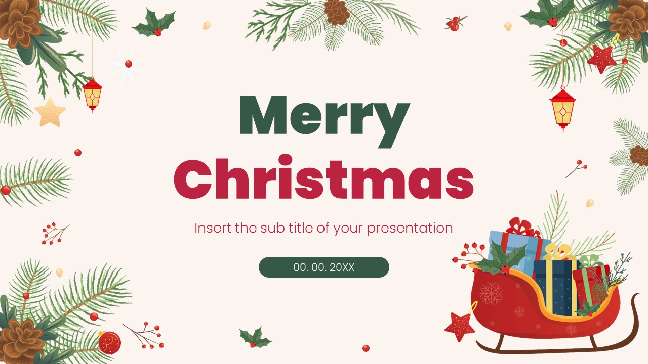 Merry Christmas presentation template for Google Slides and PowerPoint