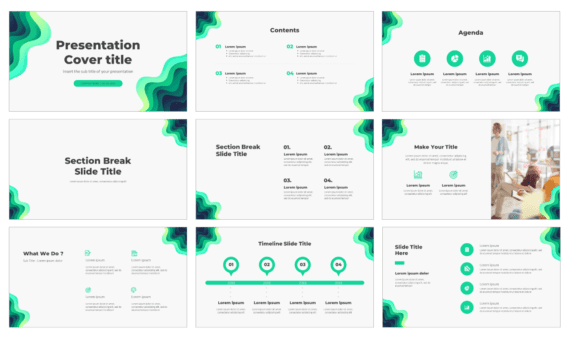 Wave Overlapping presentation template for Google Slides & PowerPoint