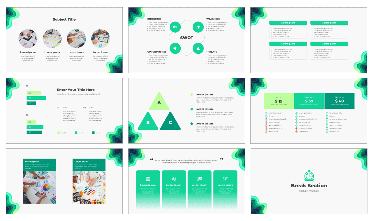 Wave Overlapping Google Slides theme PowerPoint template Free download