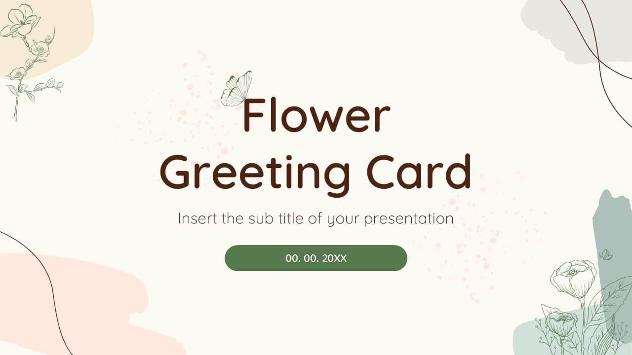 Flower Greeting Card Free PowerPoint Template Google Slides Theme Regarding Greeting Card Template Powerpoint