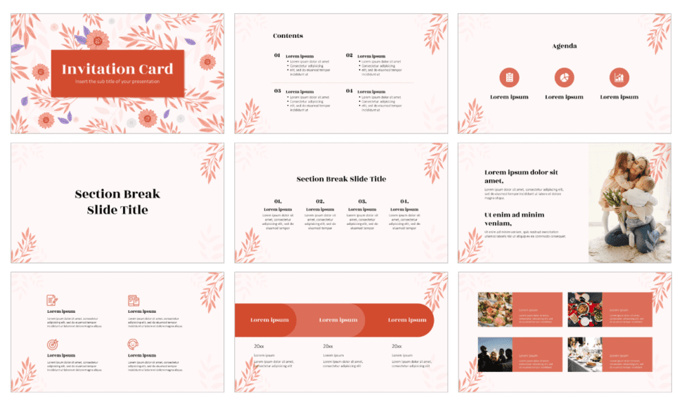 Invitation Card Free PowerPoint Template Google Slides Theme