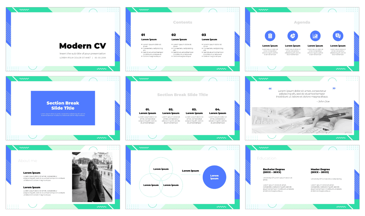 Modern CV Free PowerPoint Template Google Slides Theme