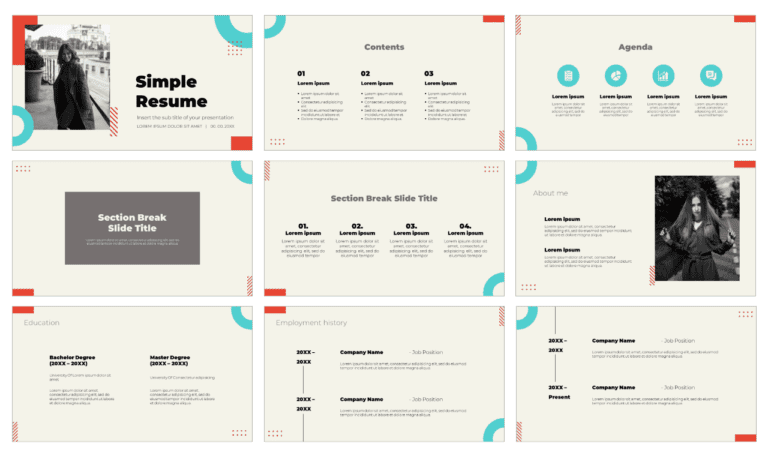Simple Resume Free Presentation Template - Google Slides PowerPoint