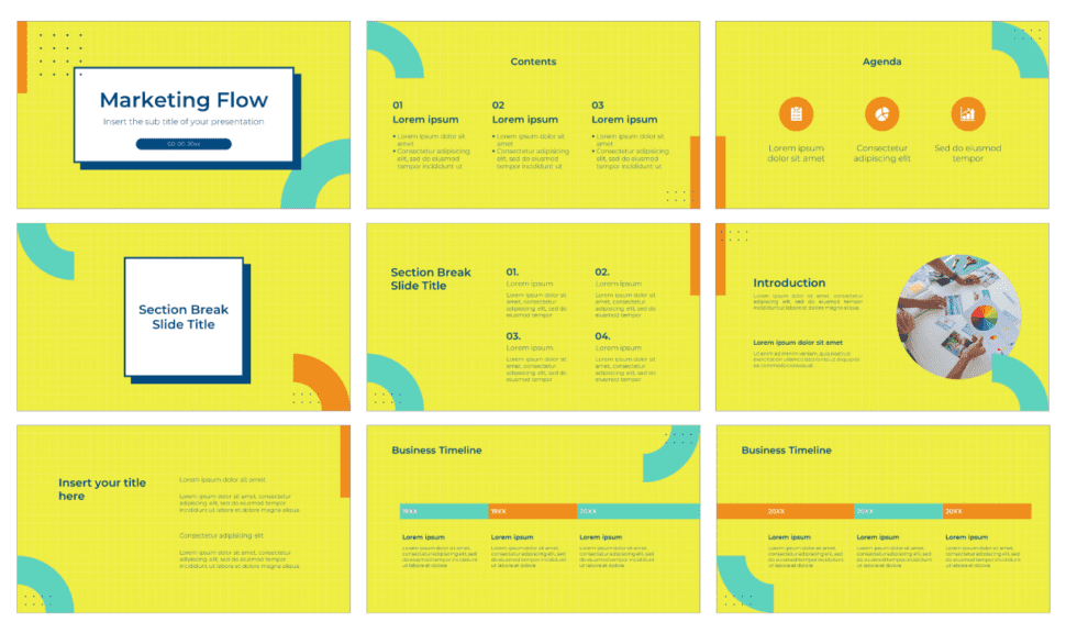 Marketing Flow Free PowerPoint Template and Google Slides Theme