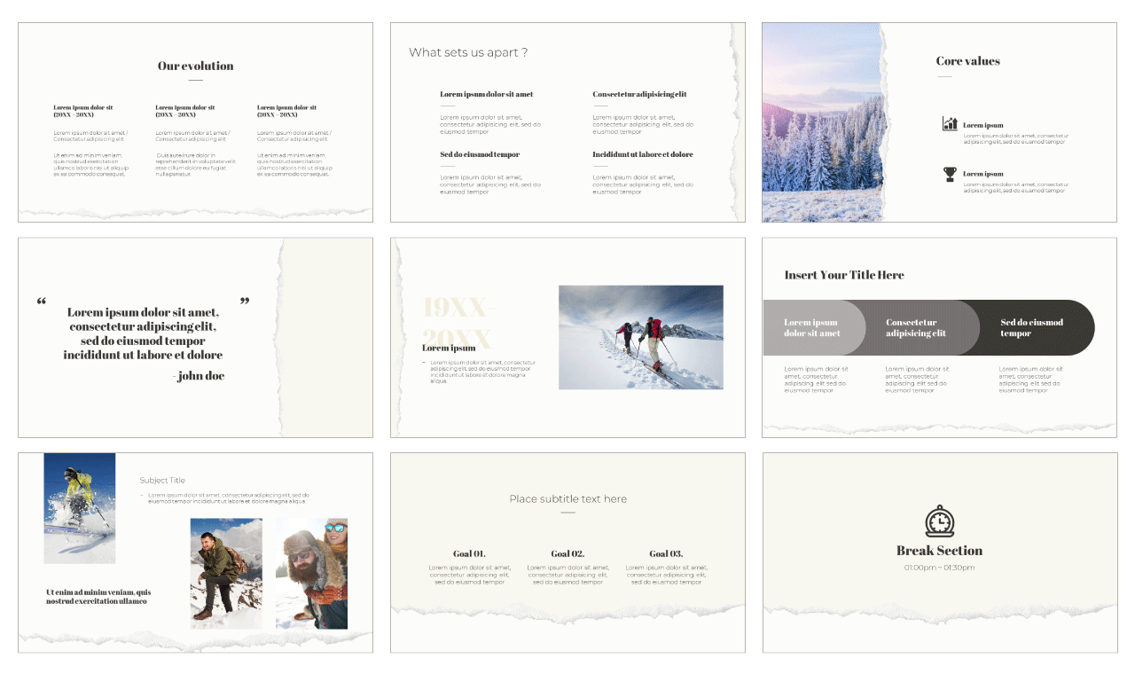 Winter Adventures PowerPoint Template Google Slides Theme Free download
