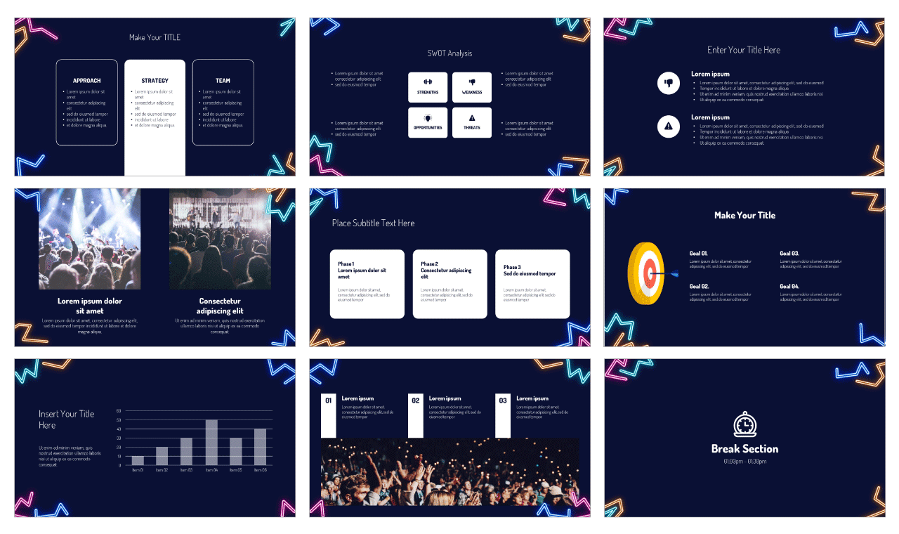 Neon Effect PowerPoint Template Google Slides Theme Free download