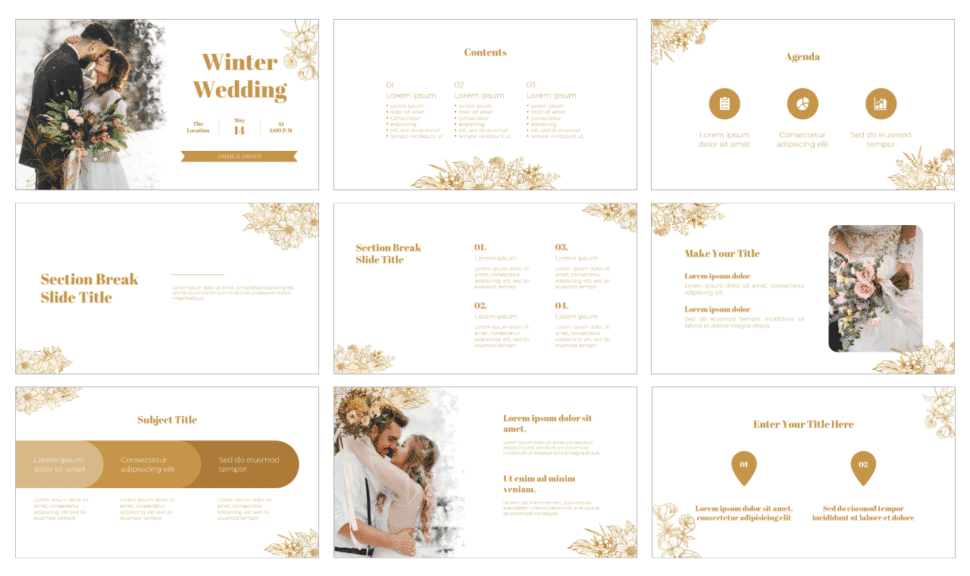 Winter wedding Free PowerPoint Template and Google Slides Theme