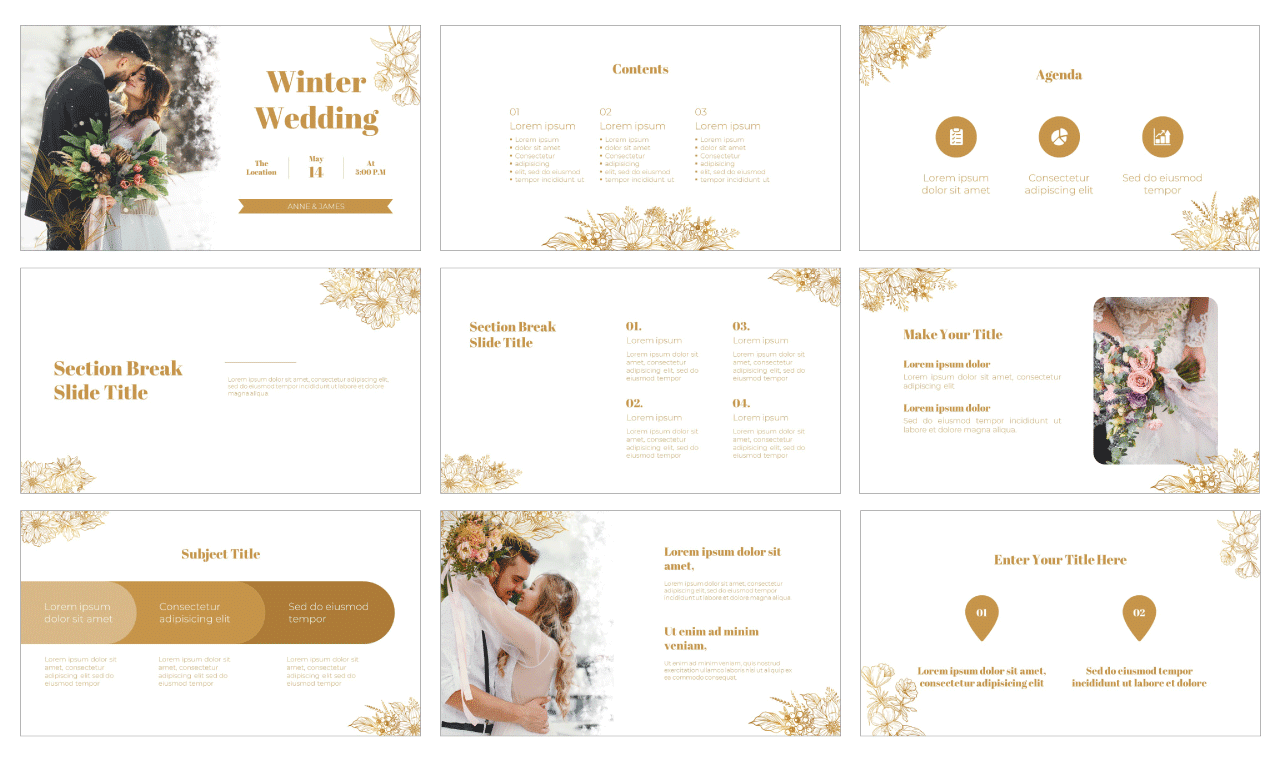 Winter wedding Free PowerPoint Template Google Slides Theme