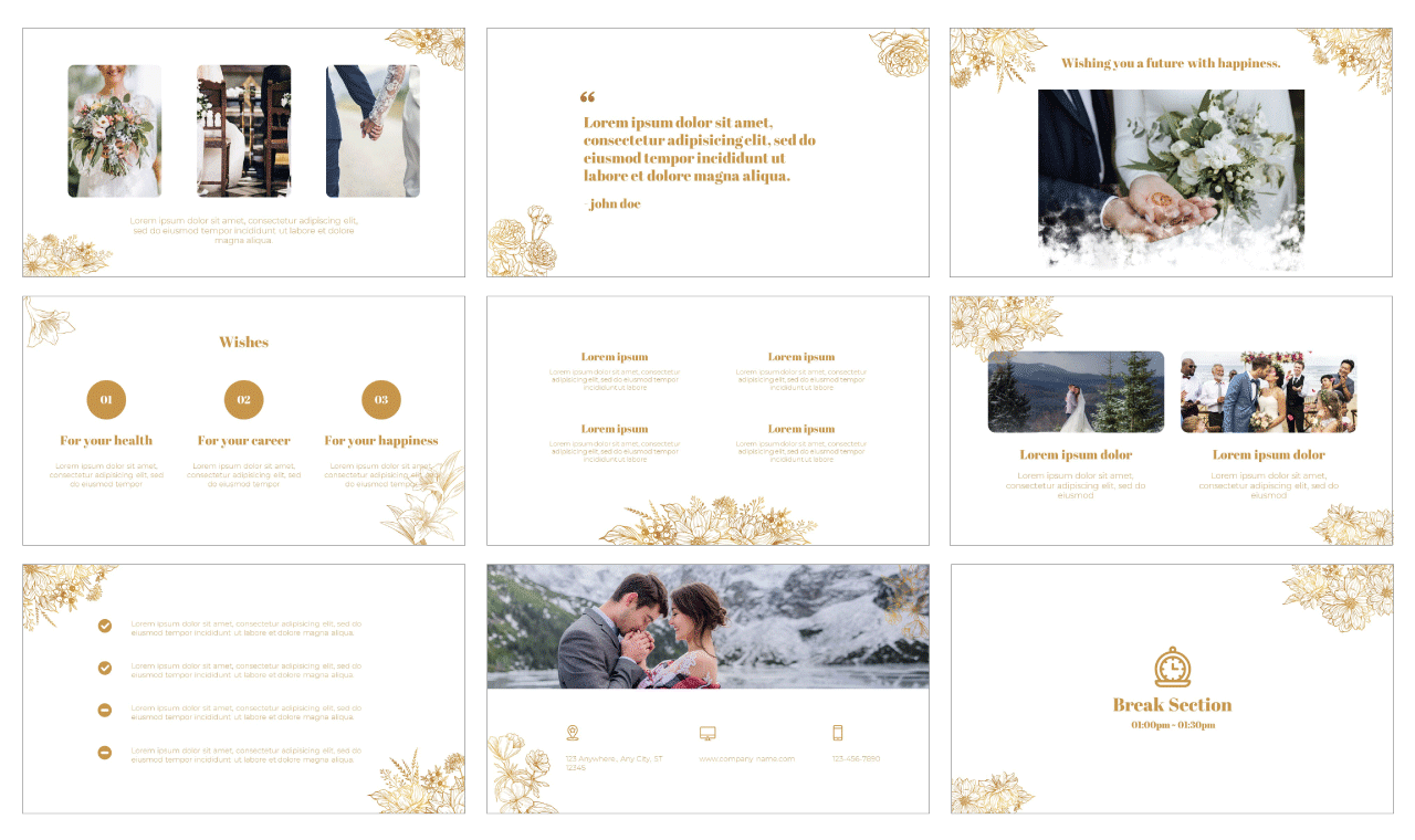 Winter wedding PowerPoint Template Google Slides Theme Free download