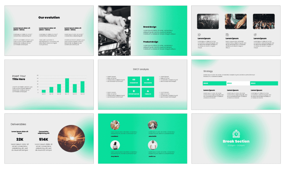 Neon gradients Free PowerPoint Template and Google Slides Theme