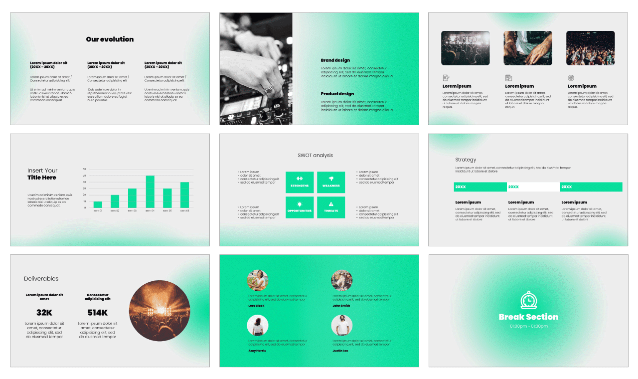Neon gradients PowerPoint Template Google Slides Theme Free download