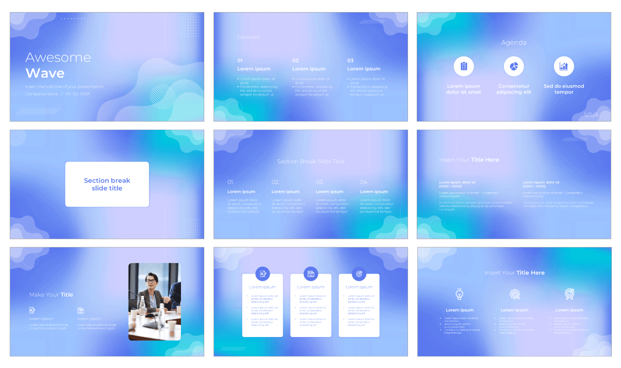 Awesome Wave Free PowerPoint Template Google Slides Theme