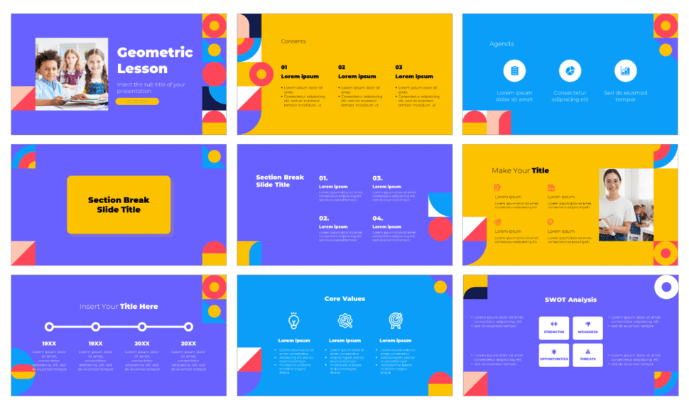 Geometric Lesson Free PowerPoint Template and Google Slides Theme