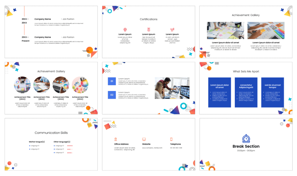 Geometric Resume Free PowerPoint Template and Google Slides Theme