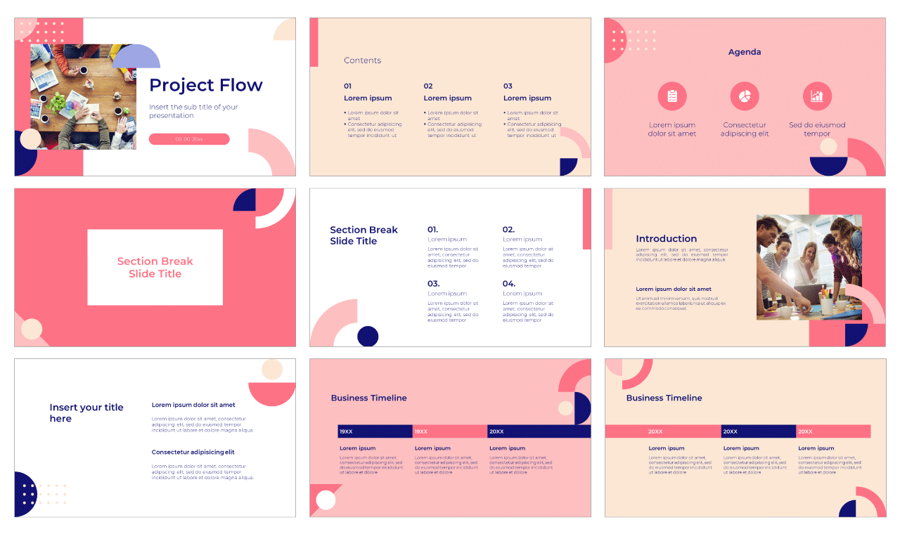 Project Flow Free PowerPoint Template Google Slides Theme