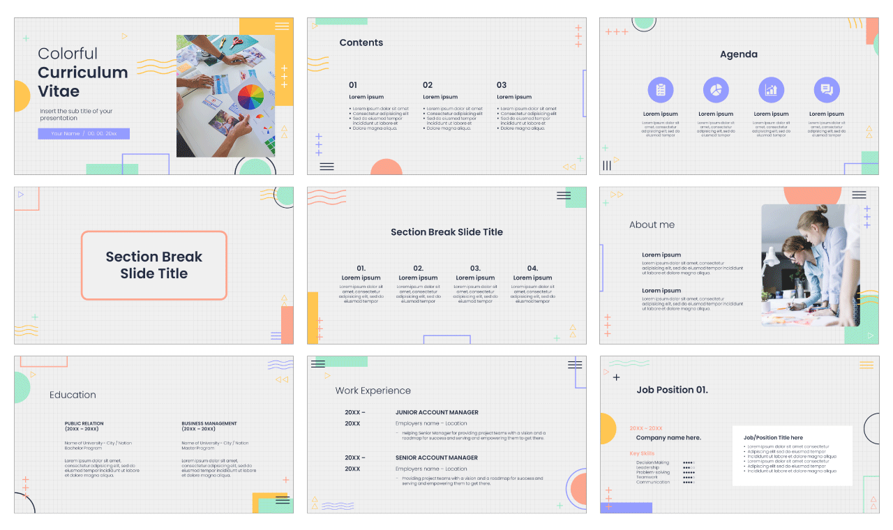 Colorful CV Free PowerPoint Templates Google Slides Themes