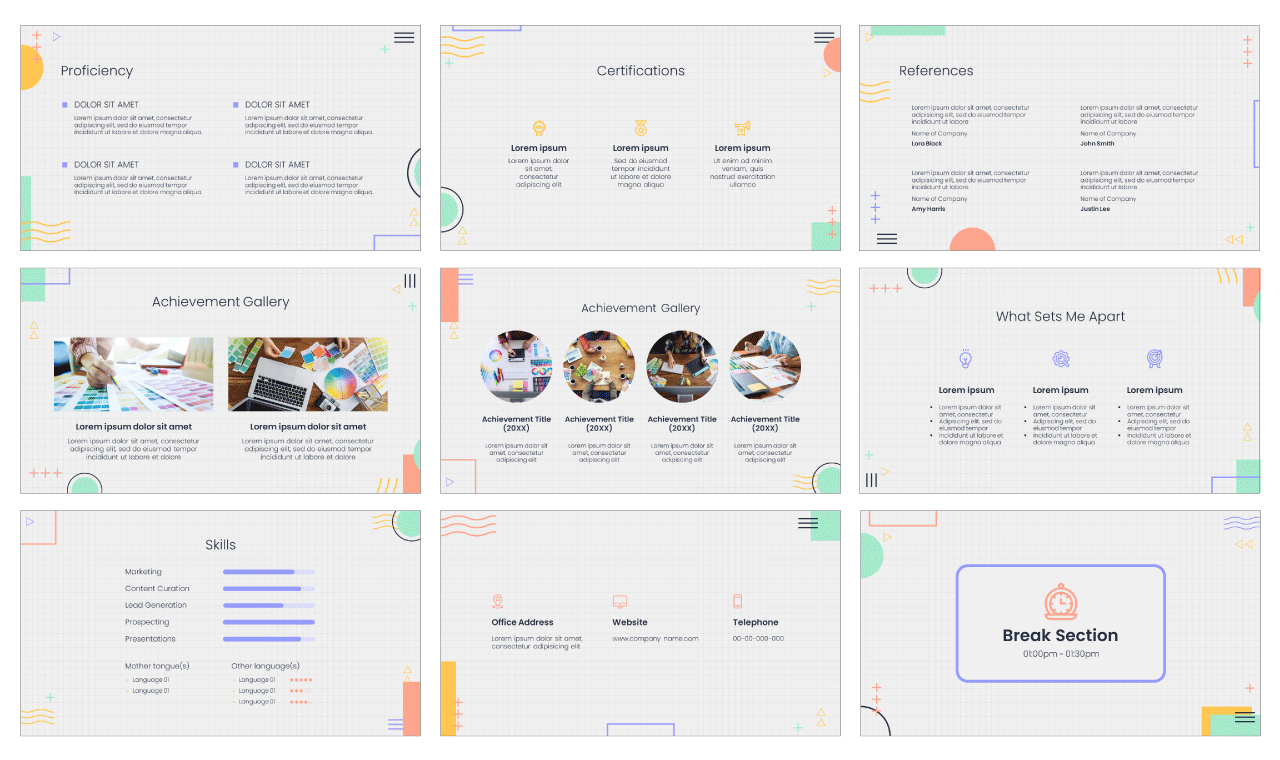 Colorful CV PowerPoint Templates Google Slides Themes Free download