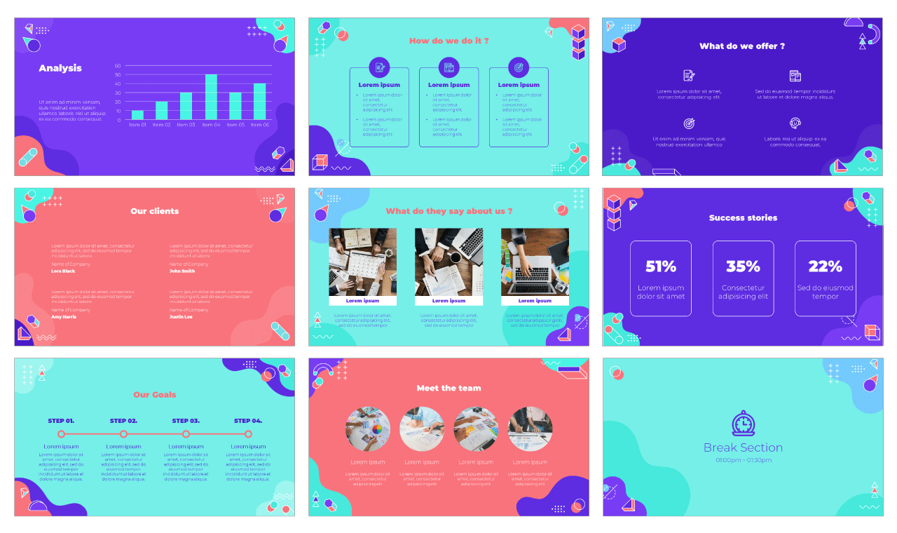Memphis Shapes PowerPoint Templates Google Slides Themes Free download