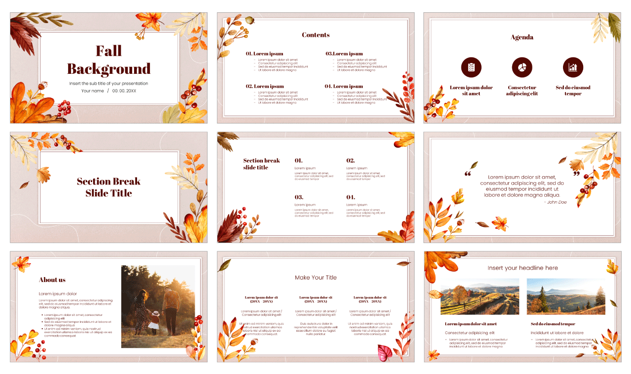 Fall Background Free PowerPoint Template and Google Slides Theme In Free Fall Powerpoint Templates