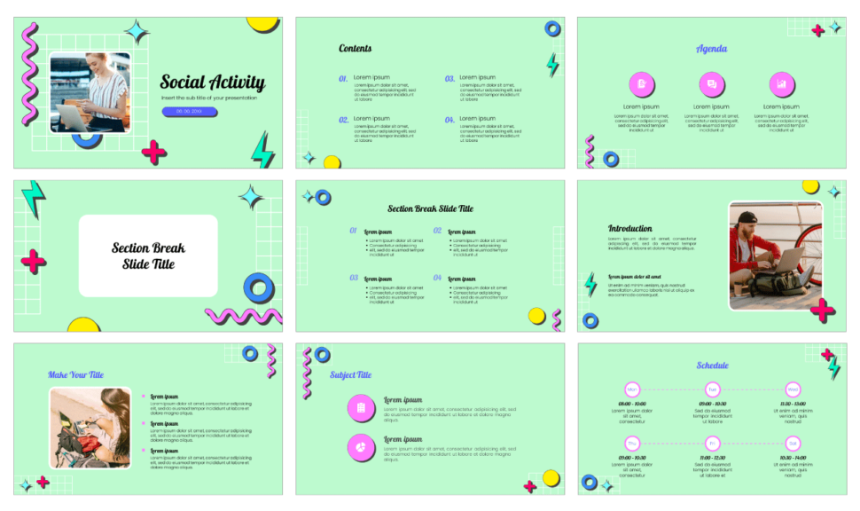 Social Activity Free PowerPoint Template And Google Slides Theme