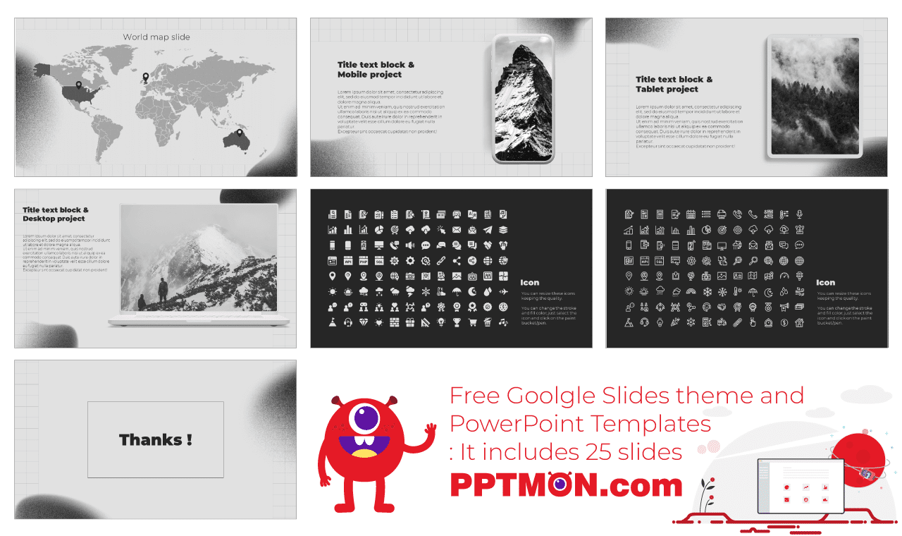Monochrome Portfolio Presentation background design Free PowerPoint Templates Google Slides Themes