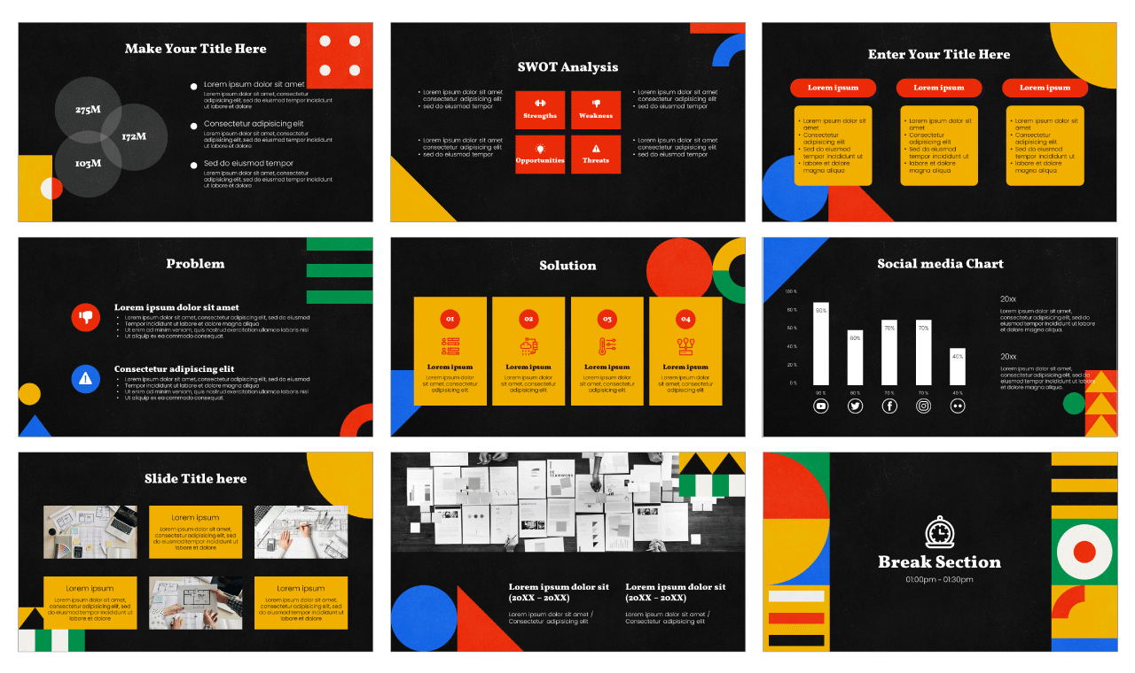 Bauhaus Pattern PowerPoint Templates Google Slides Themes Free Download