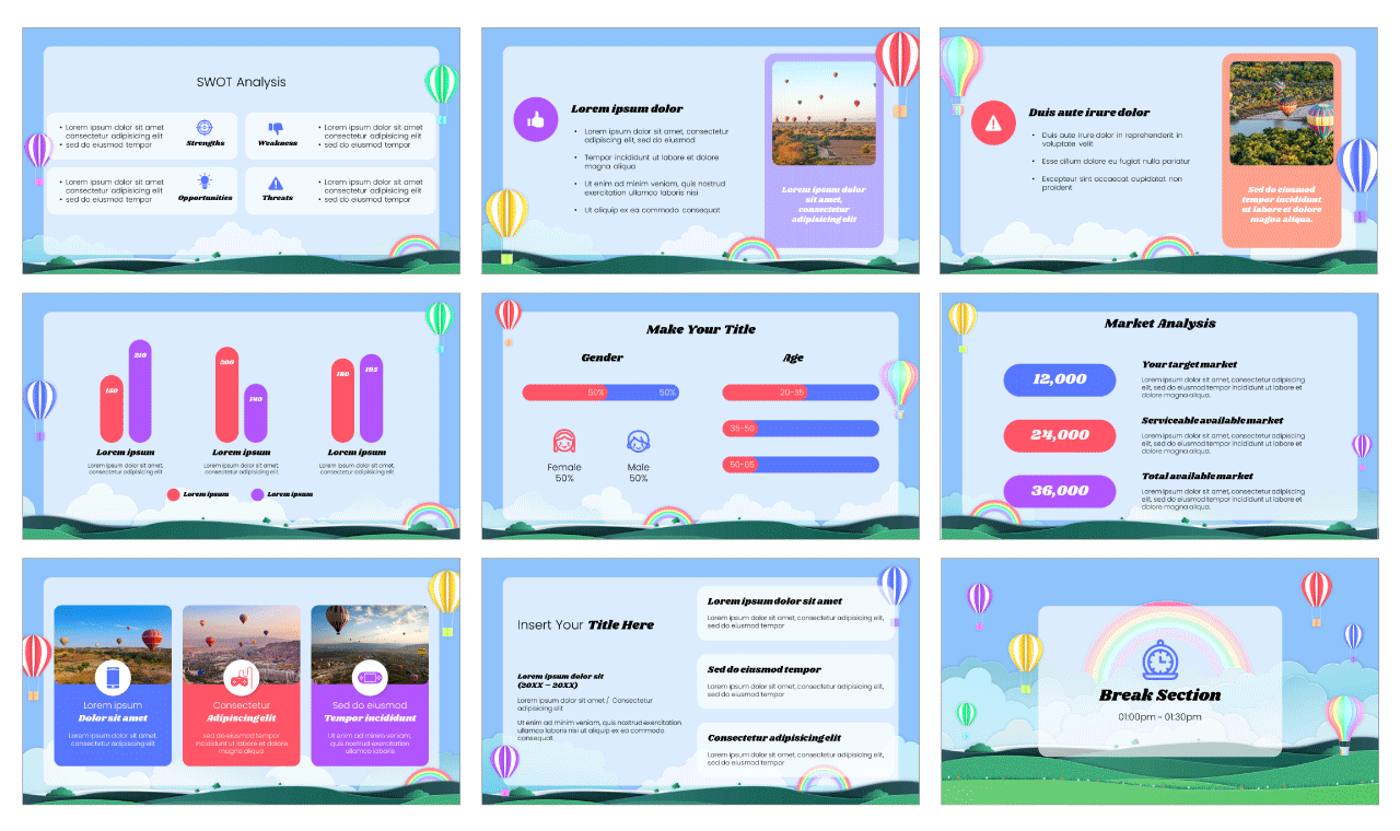 Balloon Ascension Day Google Slides Theme PowerPoint Template Free Download