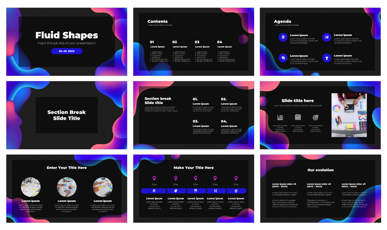 Fluid Shapes Free PowerPoint Template Google Slides Theme