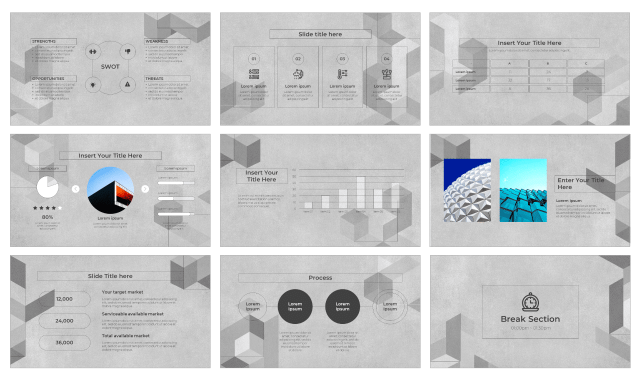 Geometric Concrete Google Slides Theme PowerPoint Template Free Download