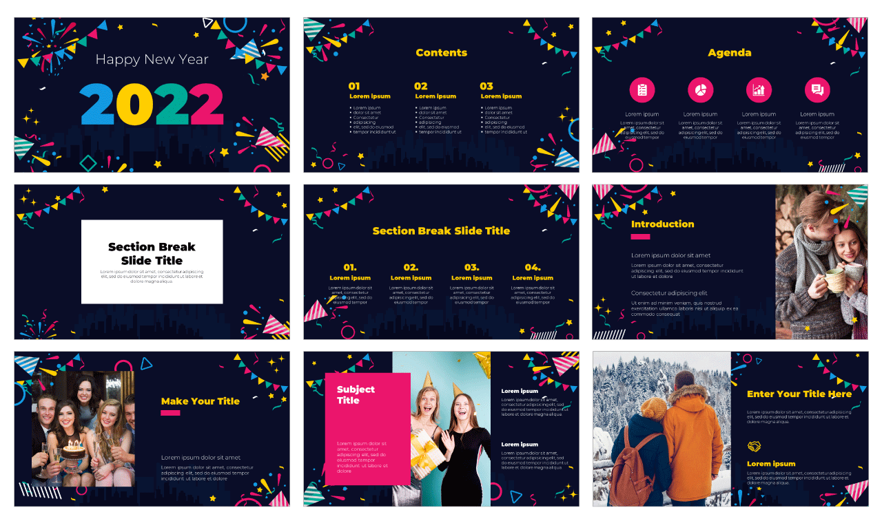 Happy New Year Free PowerPoint Templates Google Slides Themes