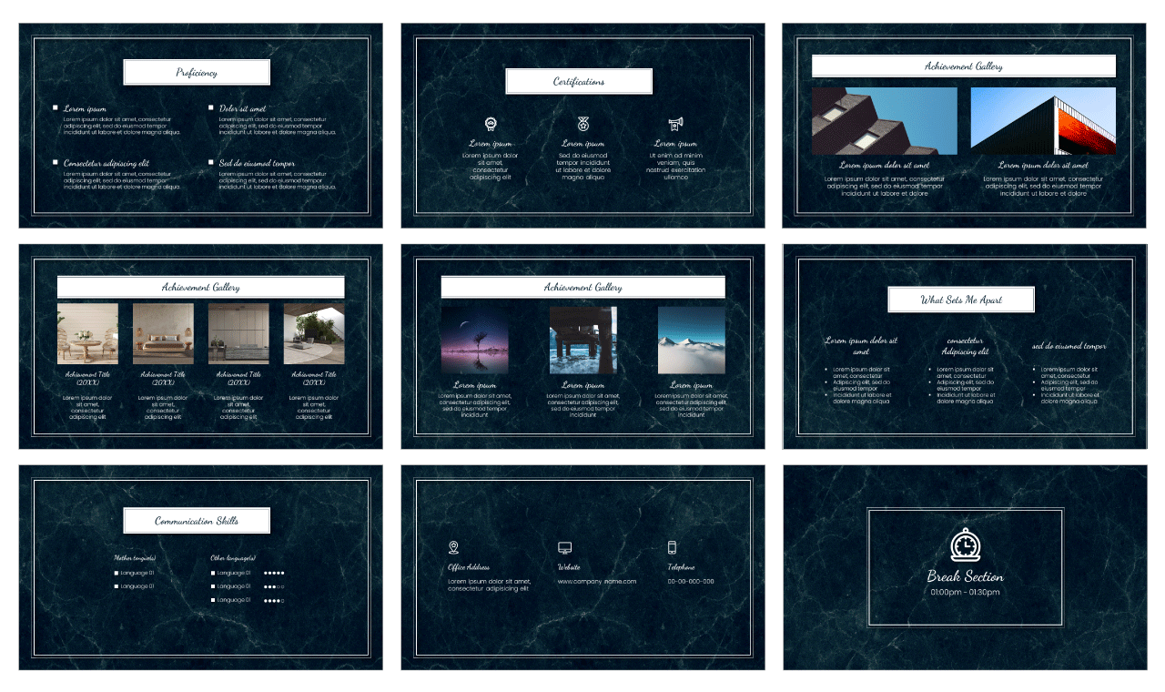 Marble CV PowerPoint Template Google Slides Theme Free Download