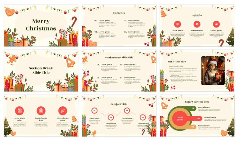 Merry Christmas presentation template for Google Slides and PowerPoint