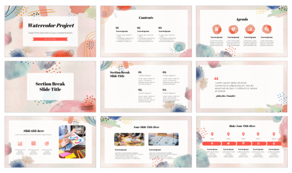 Watercolor Project Free PowerPoint Template And Google Slides Theme