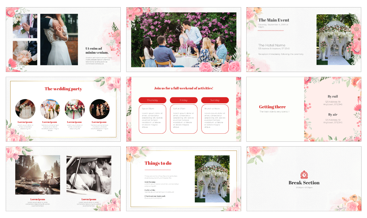 Wedding Invitation Google Slides Theme PowerPoint Template Free Download