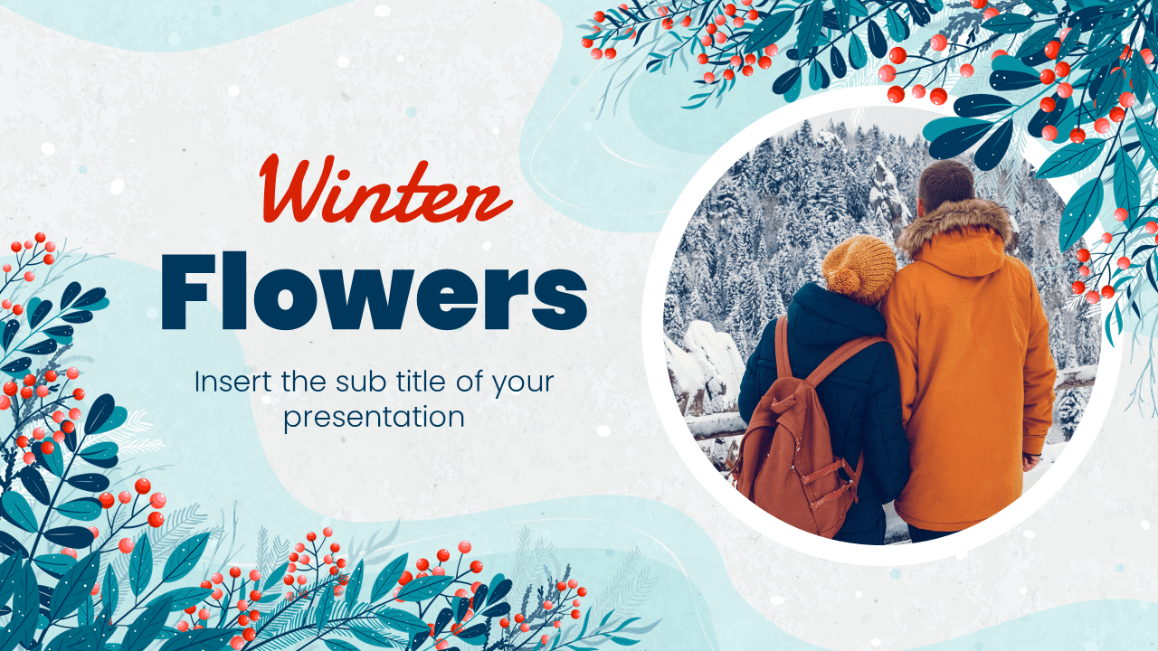 Winter Floral Free PowerPoint Template and Google Slides Theme