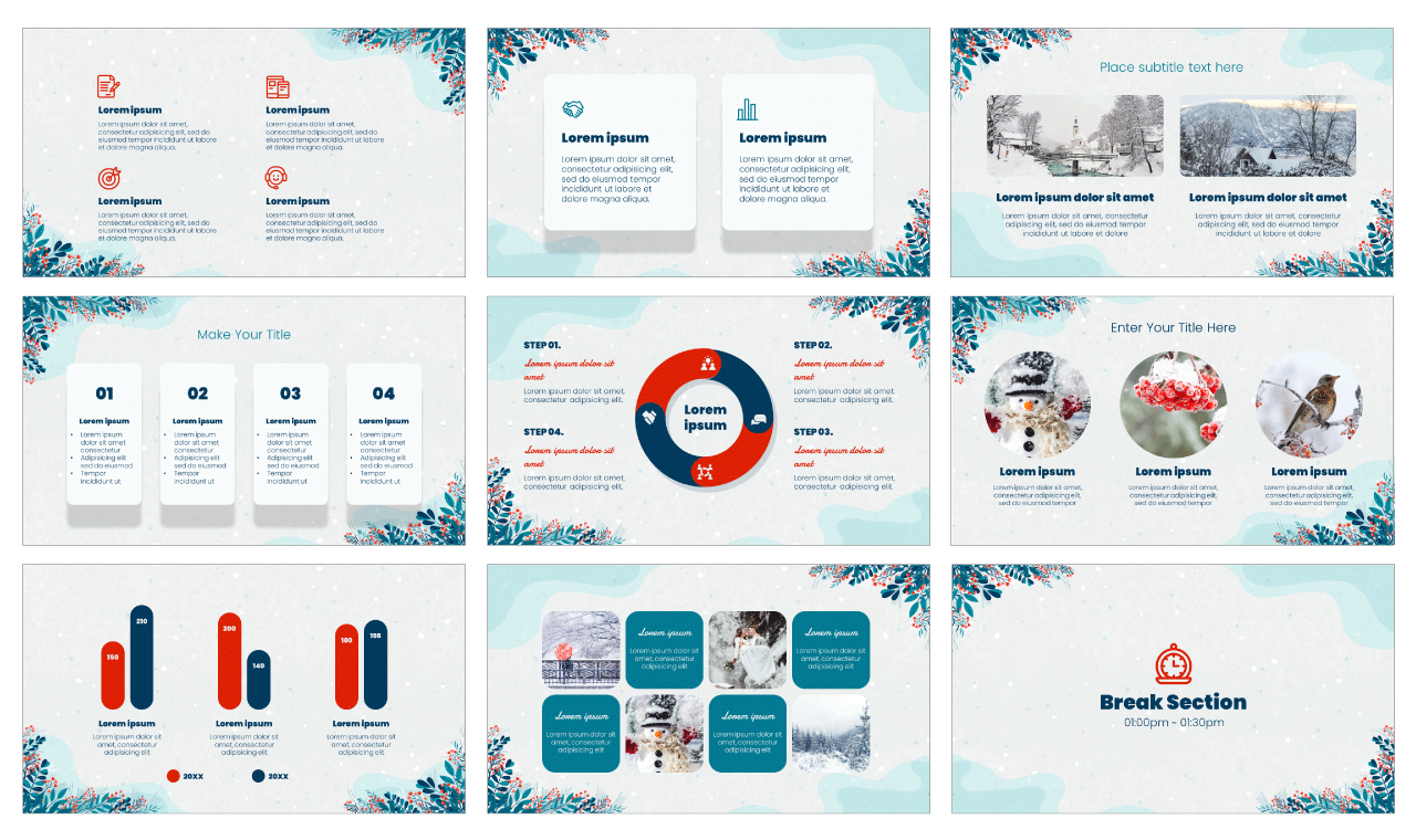 Winter Floral PowerPoint Template Google Slides Theme Free Download