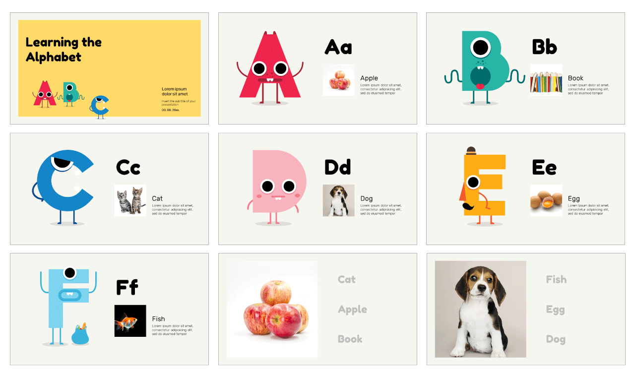 presentation alphabets