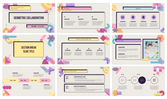 Geometric Collaboration Free PowerPoint Template Google Slides Theme